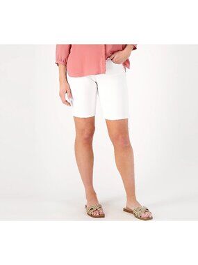 NYDJ Ella Shorts Size 8 Petite Optic White Lift Tuck Technology Minimalist NEW